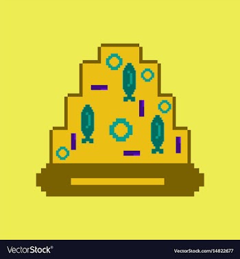 Pixel icon in flat style pizza with tuna vector image