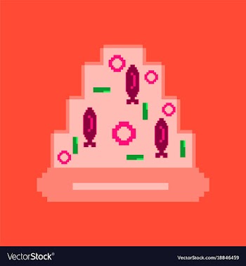 Pixel icon in flat style pizza with tuna vector image