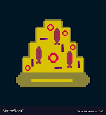 Pixel icon in flat style pizza with tuna vector image