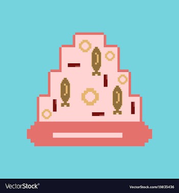 Pixel icon in flat style pizza with tuna vector image