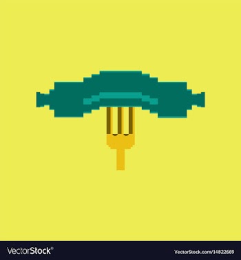 Pixel icon in flat style sausage on fork vector image