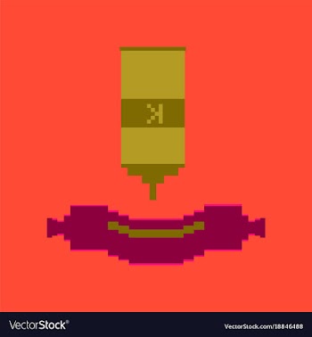 Pixel icon in flat style sausage with ketchup vector image