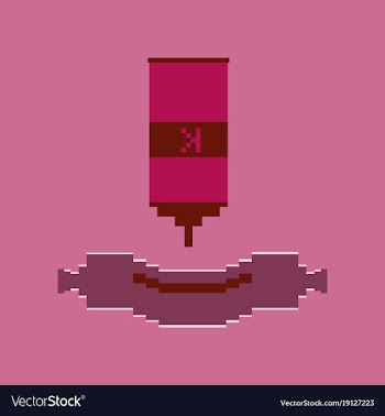 Pixel icon in flat style sausage with ketchup vector image