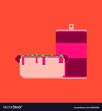 Pixel icon in flat style soda and hot dog vector image