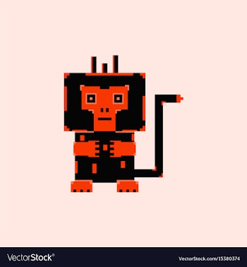Pixel monkey vector image
