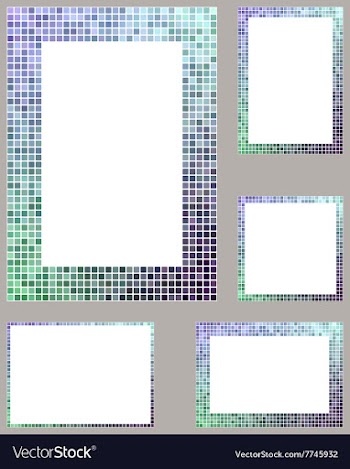 Pixel mosaic page border frame set vector image