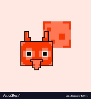 Pixel owl head with talk cloud vector image