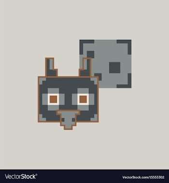 Pixel owl head with talk cloud vector image