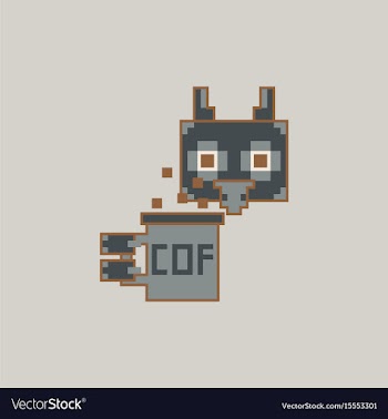 Pixel owl with coffee cup vector image