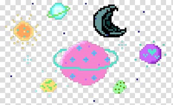 Pixel , sun, planet, moon and heart illustration transparent background PNG clipart