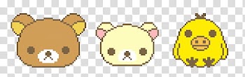 Pixel , three assorted animal emojis transparent background PNG clipart