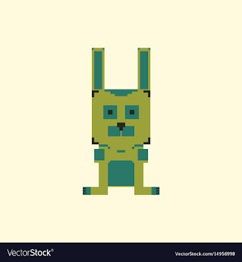 Pixelated bunny 8 bit pixel art - isolated vector image