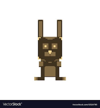 Pixelated bunny 8 bit pixel art - isolated vector image