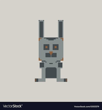 Pixelated bunny 8 bit pixel art - isolated vector image