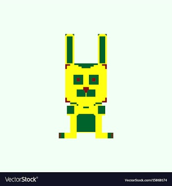 Pixelated bunny 8 bit pixel art - isolated vector image