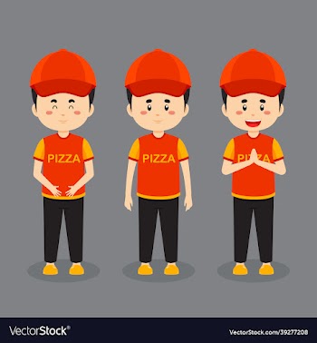 pizza delivery character with various expression
