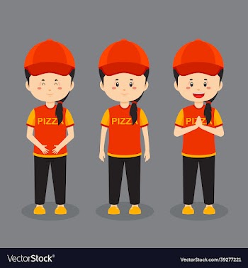 pizza delivery character with various expression