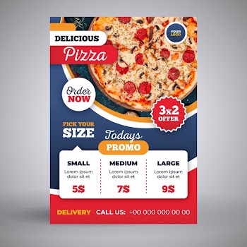 Pizza delivery flyer template Free Vector