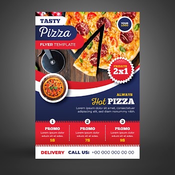 Pizza delivery flyer template with picture Free Vector