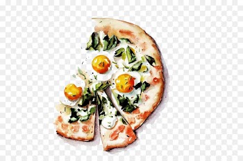 Pizza Food Watercolor painting Illustration - Watercolor pizza 