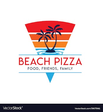 pizza logo with sunset beach view