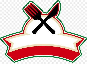 Pizza Napoli Cafe Fast food Restaurant Menu - Dining knife and fork cartoon logo 