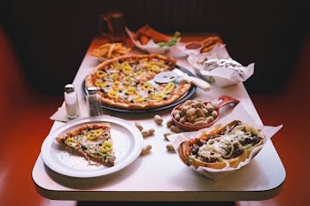 pizza on table