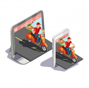 Pizza online delivery concept Free Vector