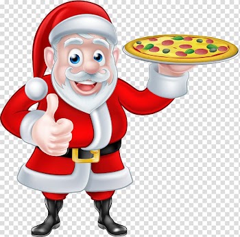 Pizza Santa Claus Take-out Italian cuisine Christmas, Pizza transparent background PNG clipart