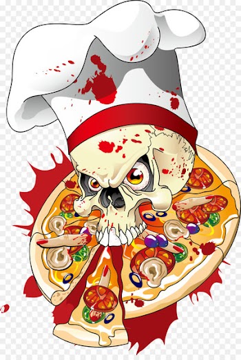 Pizza Skull Delivery Illustration - Pizza on the skull 