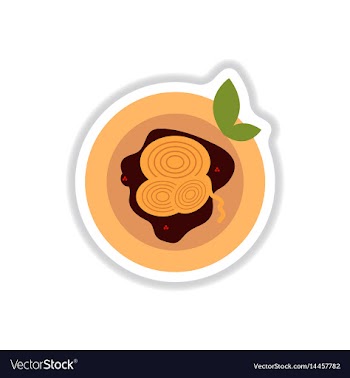 Pizza with onion sticker vector image