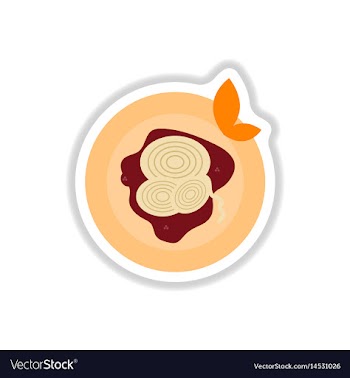 Pizza with onion sticker vector image