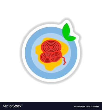 Pizza with onion sticker vector image