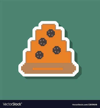 Pizza with salami paper sticker on stylish vector image