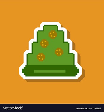 Pizza with salami paper sticker on stylish vector image