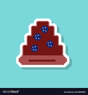Pizza with salami paper sticker on stylish vector image