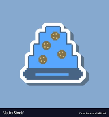 Pizza with salami paper sticker on stylish vector image