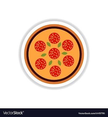 Pizza with salami sticker vector image