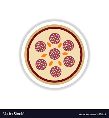 Pizza with salami sticker vector image