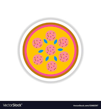 Pizza with salami sticker vector image