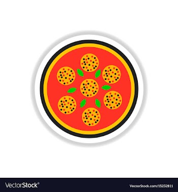 Pizza with salami sticker vector image
