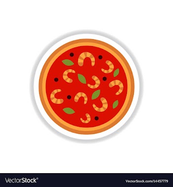 Pizza with shrimps simple vector image