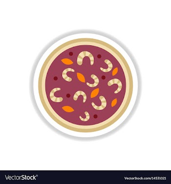 Pizza with shrimps simple vector image