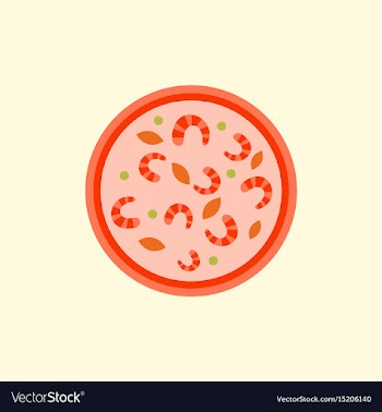 Pizza with shrimps simple vector image