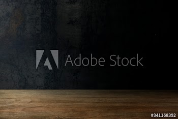 Plain dark black wall with wooden plank product background