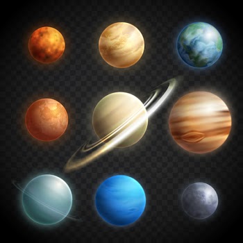 Planets realistic transparent set Free Vector