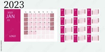 planner 2023 Calendar template design for 2023. The week starts on Sunday, a brown office calendar for business. Corporate or business calendar. English calendar vector layout
