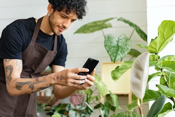 Plant shop worker takes a photo of potted… | Free stock photo | High Resolution image