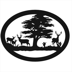 Plasma Cut, Deer Scene. 3/16" Thick, 32" W, 24" Height. Made to order.