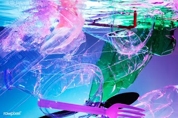 Plastic and other waste polluting the ocean neon background | Free  photo - 2318923